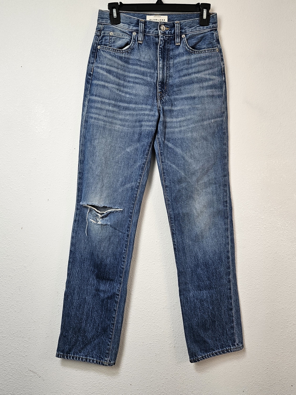 Slvrlake Women's London Blue Distressed Straight-Leg Jeans Size 26 Sweet Thing